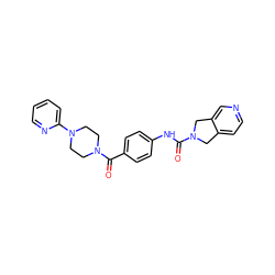 O=C(Nc1ccc(C(=O)N2CCN(c3ccccn3)CC2)cc1)N1Cc2ccncc2C1 ZINC000167715215