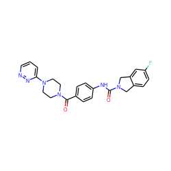 O=C(Nc1ccc(C(=O)N2CCN(c3cccnn3)CC2)cc1)N1Cc2ccc(F)cc2C1 ZINC000167136435