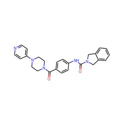 O=C(Nc1ccc(C(=O)N2CCN(c3ccncc3)CC2)cc1)N1Cc2ccccc2C1 ZINC000166804649