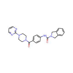 O=C(Nc1ccc(C(=O)N2CCN(c3ncccn3)CC2)cc1)N1Cc2ccccc2C1 ZINC000166803306