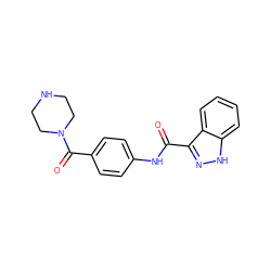 O=C(Nc1ccc(C(=O)N2CCNCC2)cc1)c1n[nH]c2ccccc12 ZINC000653699575