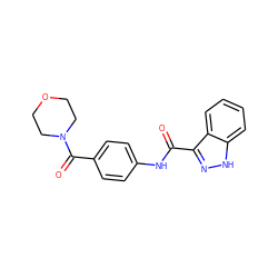 O=C(Nc1ccc(C(=O)N2CCOCC2)cc1)c1n[nH]c2ccccc12 ZINC000121695518