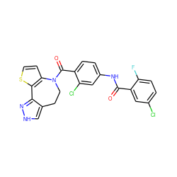 O=C(Nc1ccc(C(=O)N2CCc3c[nH]nc3-c3sccc32)c(Cl)c1)c1cc(Cl)ccc1F ZINC000001486194