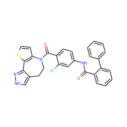 O=C(Nc1ccc(C(=O)N2CCc3c[nH]nc3-c3sccc32)c(Cl)c1)c1ccccc1-c1ccccc1 ZINC000001487975