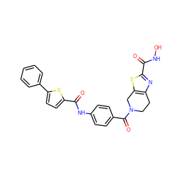 O=C(Nc1ccc(C(=O)N2CCc3nc(C(=O)NO)sc3C2)cc1)c1ccc(-c2ccccc2)s1 ZINC000084758448