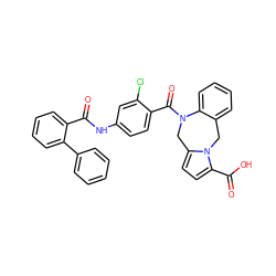 O=C(Nc1ccc(C(=O)N2Cc3ccc(C(=O)O)n3Cc3ccccc32)c(Cl)c1)c1ccccc1-c1ccccc1 ZINC000001488745