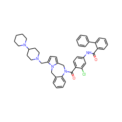 O=C(Nc1ccc(C(=O)N2Cc3ccc(CN4CCC(N5CCCCC5)CC4)n3Cc3ccccc32)c(Cl)c1)c1ccccc1-c1ccccc1 ZINC000027877854