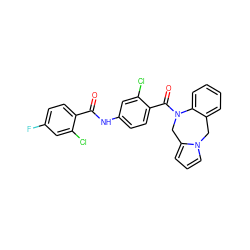 O=C(Nc1ccc(C(=O)N2Cc3cccn3Cc3ccccc32)c(Cl)c1)c1ccc(F)cc1Cl ZINC000013780025