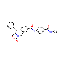 O=C(Nc1ccc(C(=O)NC2CC2)cc1)c1cccc(CN2C(=O)OC[C@H]2Cc2ccccc2)c1 ZINC000223420330