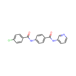 O=C(Nc1ccc(C(=O)Nc2cccnc2)cc1)c1ccc(Cl)cc1 ZINC000031537572