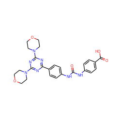 O=C(Nc1ccc(C(=O)O)cc1)Nc1ccc(-c2nc(N3CCOCC3)nc(N3CCOCC3)n2)cc1 ZINC000045364502