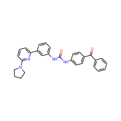 O=C(Nc1ccc(C(=O)c2ccccc2)cc1)Nc1cccc(-c2cccc(N3CCCC3)n2)c1 ZINC000653699593