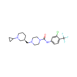 O=C(Nc1ccc(C(F)(F)F)c(Cl)c1)N1CCN(C[C@@H]2CCCN(C3CC3)C2)CC1 ZINC000084708995