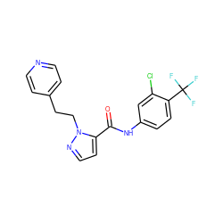 O=C(Nc1ccc(C(F)(F)F)c(Cl)c1)c1ccnn1CCc1ccncc1 ZINC000028822057