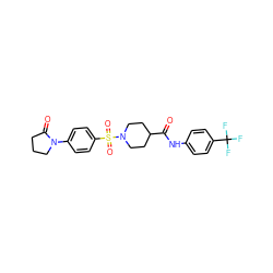 O=C(Nc1ccc(C(F)(F)F)cc1)C1CCN(S(=O)(=O)c2ccc(N3CCCC3=O)cc2)CC1 ZINC000009410555