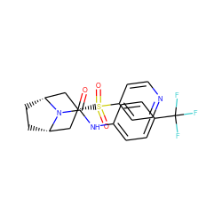 O=C(Nc1ccc(C(F)(F)F)cc1)N1[C@H]2CC[C@@H]1C[C@H](S(=O)(=O)c1ccncc1)C2 ZINC000103097230