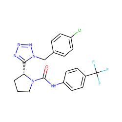 O=C(Nc1ccc(C(F)(F)F)cc1)N1CCC[C@@H]1c1nnnn1Cc1ccc(Cl)cc1 ZINC000058590450