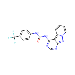 O=C(Nc1ccc(C(F)(F)F)cc1)Nc1ncnc2nn3ccccc3c12 ZINC000028129917