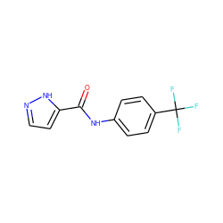 O=C(Nc1ccc(C(F)(F)F)cc1)c1ccn[nH]1 ZINC000039073256