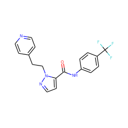 O=C(Nc1ccc(C(F)(F)F)cc1)c1ccnn1CCc1ccncc1 ZINC000028822043