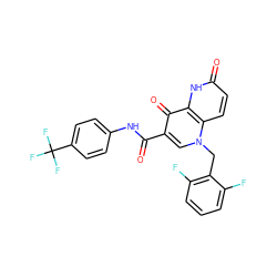 O=C(Nc1ccc(C(F)(F)F)cc1)c1cn(Cc2c(F)cccc2F)c2ccc(=O)[nH]c2c1=O ZINC000073196231