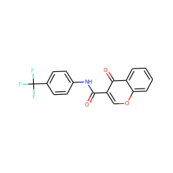 O=C(Nc1ccc(C(F)(F)F)cc1)c1coc2ccccc2c1=O ZINC000072112381