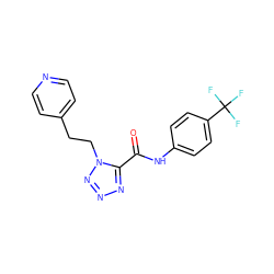 O=C(Nc1ccc(C(F)(F)F)cc1)c1nnnn1CCc1ccncc1 ZINC000028822085