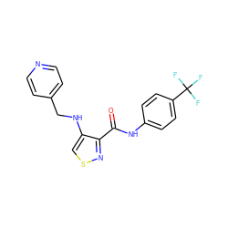 O=C(Nc1ccc(C(F)(F)F)cc1)c1nscc1NCc1ccncc1 ZINC000040917820