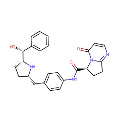 O=C(Nc1ccc(C[C@@H]2CC[C@H]([C@H](O)c3ccccc3)N2)cc1)[C@@H]1CCc2nccc(=O)n21 ZINC000084757336