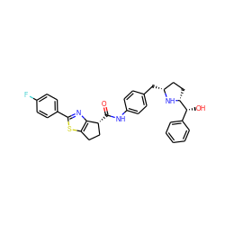 O=C(Nc1ccc(C[C@@H]2CC[C@H]([C@H](O)c3ccccc3)N2)cc1)[C@@H]1CCc2sc(-c3ccc(F)cc3)nc21 ZINC000103252131