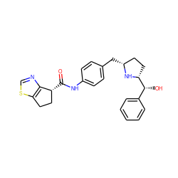 O=C(Nc1ccc(C[C@@H]2CC[C@H]([C@H](O)c3ccccc3)N2)cc1)[C@@H]1CCc2scnc21 ZINC000103252116