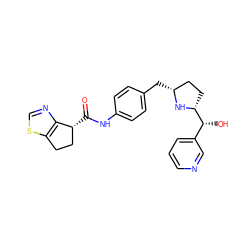 O=C(Nc1ccc(C[C@@H]2CC[C@H]([C@H](O)c3cccnc3)N2)cc1)[C@@H]1CCc2scnc21 ZINC000103252118