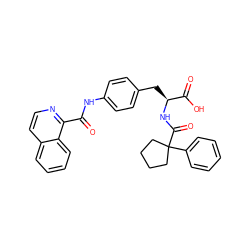 O=C(Nc1ccc(C[C@H](NC(=O)C2(c3ccccc3)CCCC2)C(=O)O)cc1)c1nccc2ccccc12 ZINC000013443152