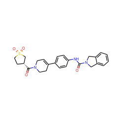 O=C(Nc1ccc(C2=CCN(C(=O)[C@@H]3CCS(=O)(=O)C3)CC2)cc1)N1Cc2ccccc2C1 ZINC000166401315