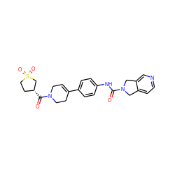 O=C(Nc1ccc(C2=CCN(C(=O)[C@@H]3CCS(=O)(=O)C3)CC2)cc1)N1Cc2ccncc2C1 ZINC000166996120