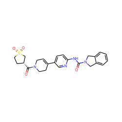 O=C(Nc1ccc(C2=CCN(C(=O)[C@@H]3CCS(=O)(=O)C3)CC2)cn1)N1Cc2ccccc2C1 ZINC000167085374