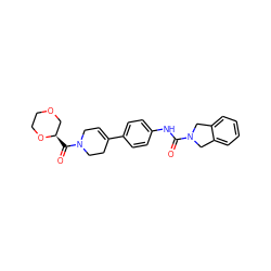 O=C(Nc1ccc(C2=CCN(C(=O)[C@@H]3COCCO3)CC2)cc1)N1Cc2ccccc2C1 ZINC000166760280