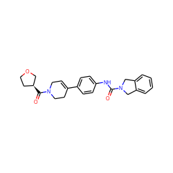 O=C(Nc1ccc(C2=CCN(C(=O)[C@H]3CCOC3)CC2)cc1)N1Cc2ccccc2C1 ZINC000166068805