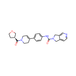 O=C(Nc1ccc(C2=CCN(C(=O)[C@H]3CCOC3)CC2)cc1)N1Cc2ccncc2C1 ZINC000165693770