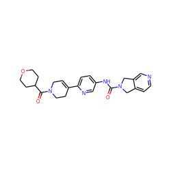 O=C(Nc1ccc(C2=CCN(C(=O)C3CCOCC3)CC2)nc1)N1Cc2ccncc2C1 ZINC000166959165