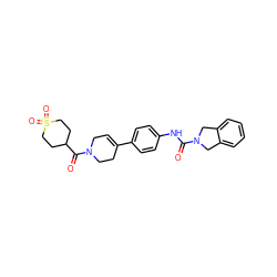 O=C(Nc1ccc(C2=CCN(C(=O)C3CCS(=O)(=O)CC3)CC2)cc1)N1Cc2ccccc2C1 ZINC000166458767