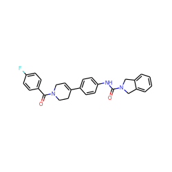 O=C(Nc1ccc(C2=CCN(C(=O)c3ccc(F)cc3)CC2)cc1)N1Cc2ccccc2C1 ZINC000166478301