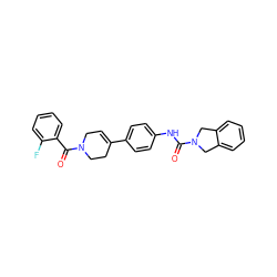 O=C(Nc1ccc(C2=CCN(C(=O)c3ccccc3F)CC2)cc1)N1Cc2ccccc2C1 ZINC000166602193