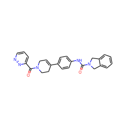 O=C(Nc1ccc(C2=CCN(C(=O)c3cccnn3)CC2)cc1)N1Cc2ccccc2C1 ZINC000166081504