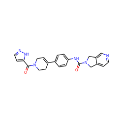 O=C(Nc1ccc(C2=CCN(C(=O)c3ccn[nH]3)CC2)cc1)N1Cc2ccncc2C1 ZINC000166794213