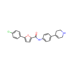 O=C(Nc1ccc(C2=CCNCC2)cc1)c1ccc(-c2ccc(Cl)cc2)o1 ZINC000084635037