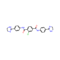 O=C(Nc1ccc(C2=NCCN2)cc1)c1ccc(C(=O)Nc2ccc(C3=NCCN3)cc2)c(Cl)c1 ZINC000000538110