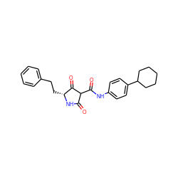 O=C(Nc1ccc(C2CCCCC2)cc1)C1C(=O)N[C@H](CCc2ccccc2)C1=O ZINC000101164702