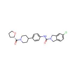 O=C(Nc1ccc(C2CCN(C(=O)[C@@H]3CCCO3)CC2)cc1)N1Cc2ccc(Cl)cc2C1 ZINC001772653901