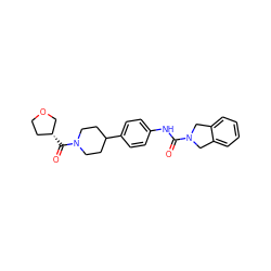 O=C(Nc1ccc(C2CCN(C(=O)[C@@H]3CCOC3)CC2)cc1)N1Cc2ccccc2C1 ZINC000166184566